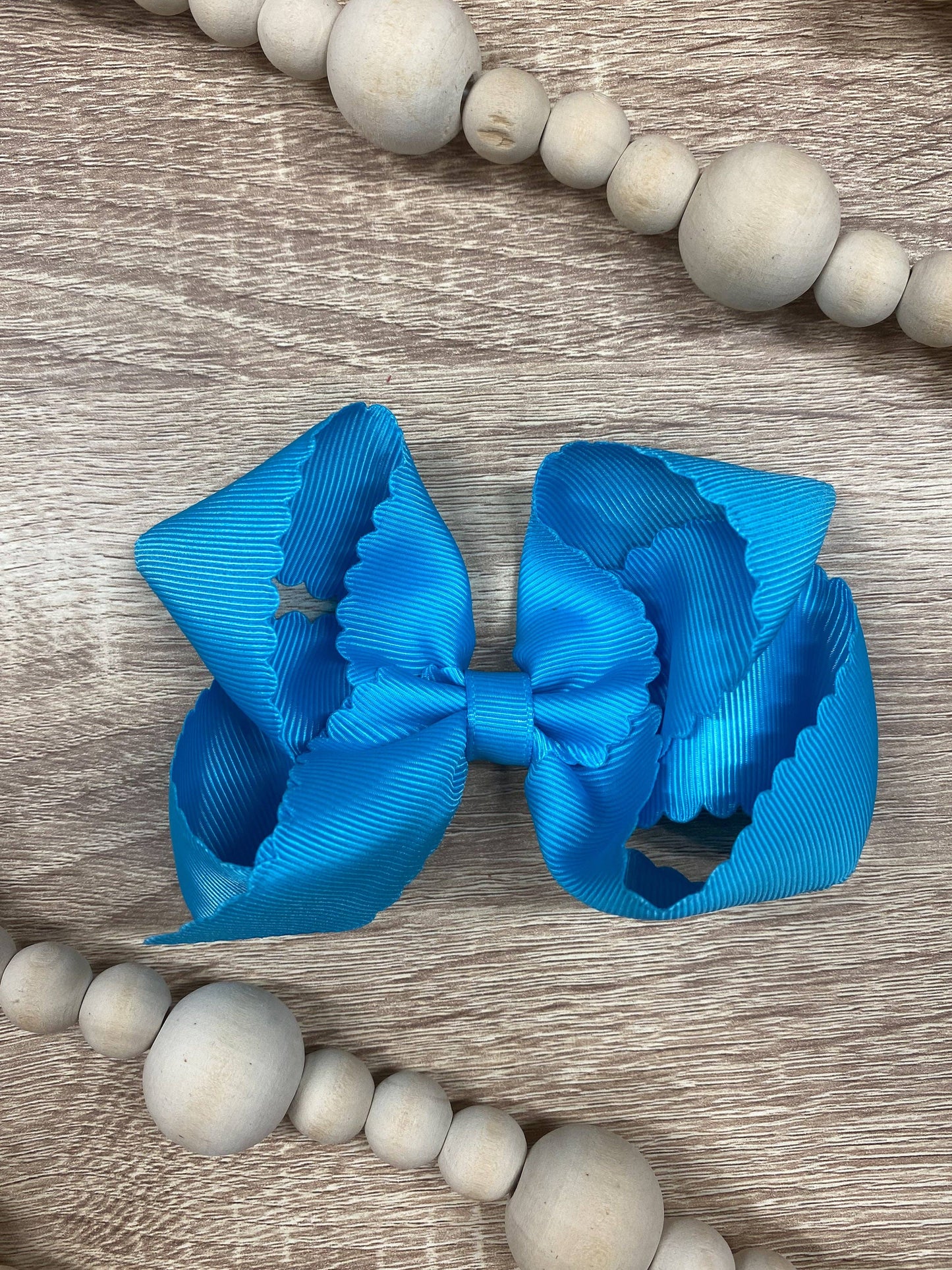 Oversize Scalloped Hair Bows - Alligator Clip - 5.5" Girls