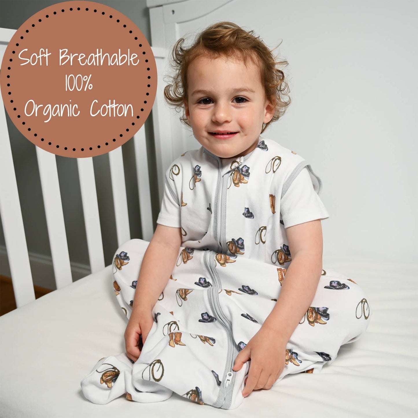 Life Is Better In Boots Baby Sleep Sack, 100% Organic Cotton