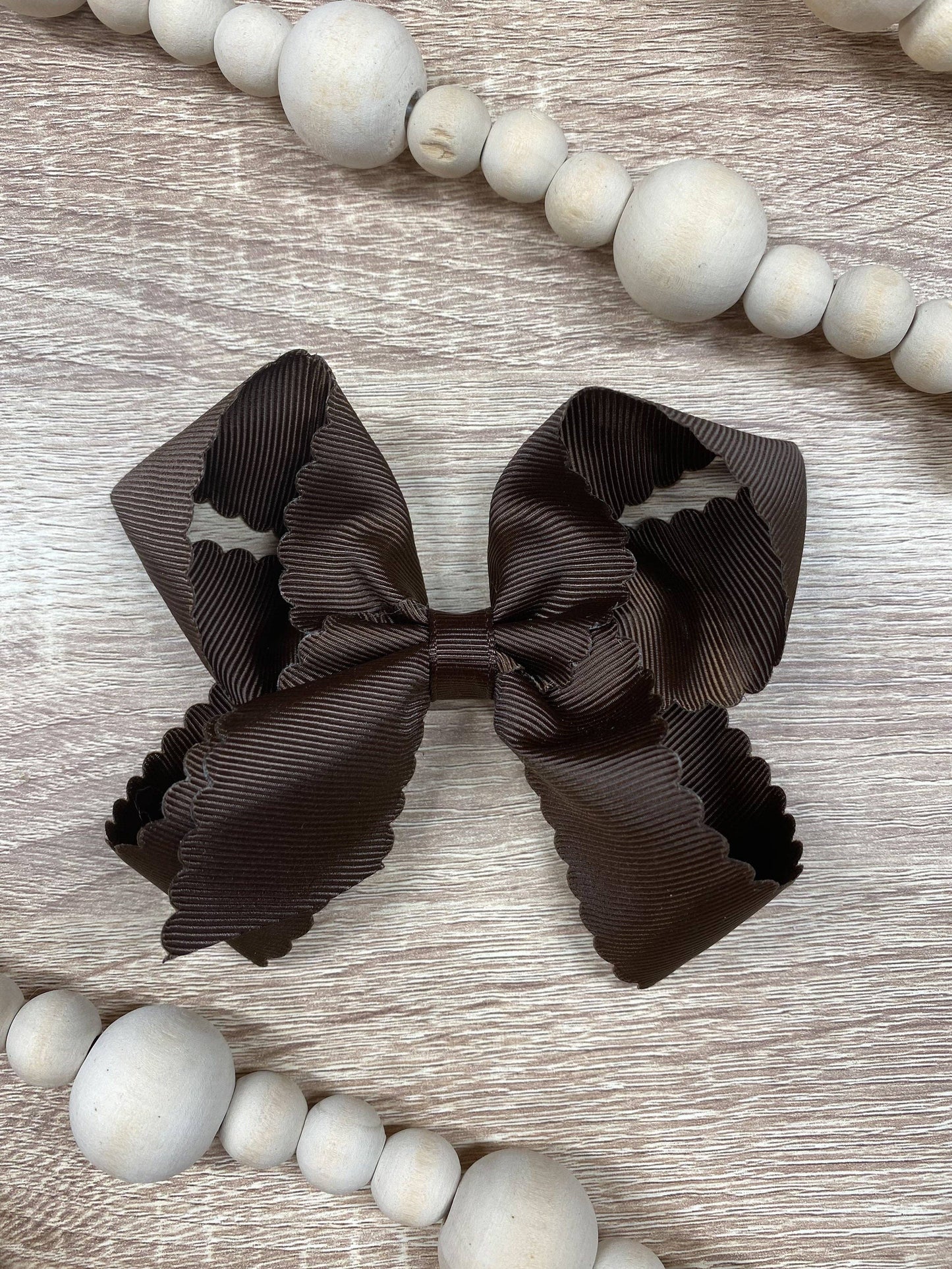 Oversize Scalloped Hair Bows - Alligator Clip - 5.5" Girls