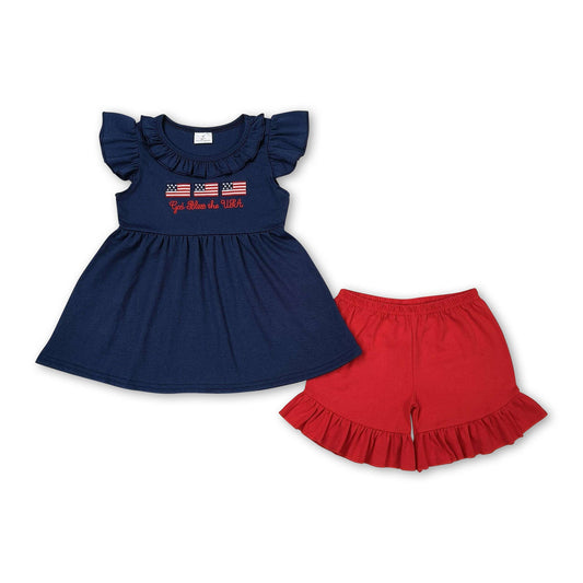 God bless the USA flag kids boys july 4th outfits